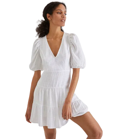 French Connection Women's Solid Birch Puff Sleeve Mini Dress In White