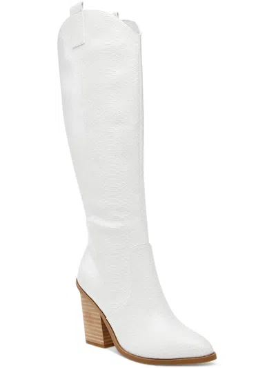 Dolce Vita Nykko Womens Pointed Toe Casual Cowboy, Western Boots In White