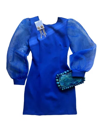 Strut & Bolt Women's Organza Sleeve Mini Dress In Cobalt Blue
