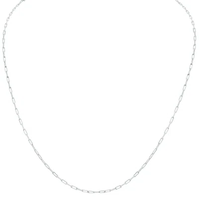Sselects Silver Rhodium 1.8mm Dainty Diamond Cut Paperclip Necklace With Lobster Clasp - 22 Inch