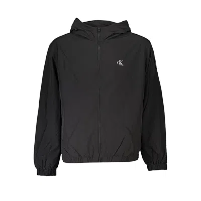 Calvin Klein Sleek Long Sleeve Hooded Sports Jacket In Black