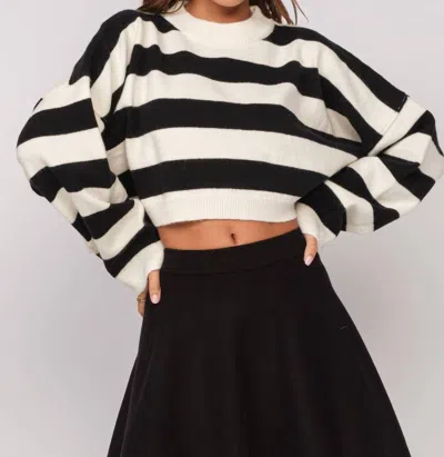 Sky To Moon Chill Day Sweater In Stripe In White
