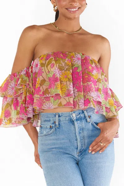 Show Me Your Mumu Rosella Ruffle Top In Carnaby Floral In Multi