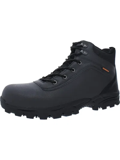 Weatherproof Vintage Jace Mens Faux Leather Outdoor Hiking Boots In Black