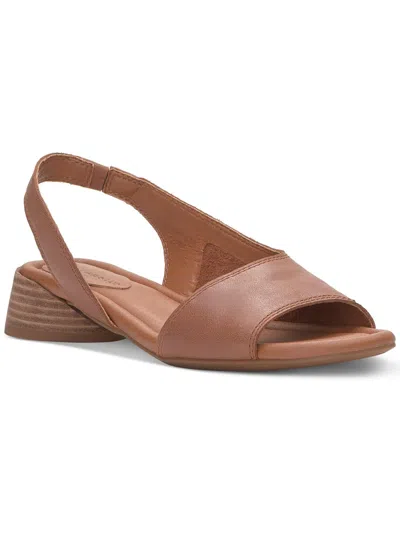 Lucky Brand Rimma Womens Leather Peep-toe Slingback Sandals In Beige