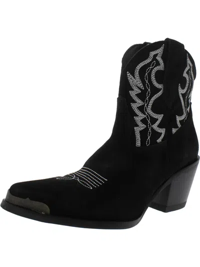 Dingo Joyride Womens Suede Pull On Cowboy, Western Boots In Black