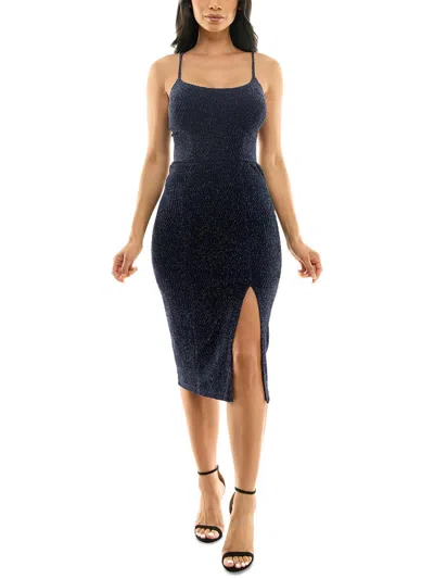 Speechless Juniors Womens Fitted Midi Bodycon Dress In Blue