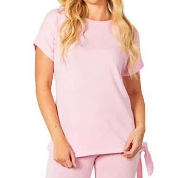 French Kyss Short Sleeve Side Tie Detail Top In Blush In Gold