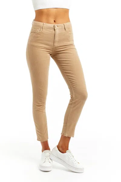 Tractr Mona High Rise Corduroy Skinny Jean In Camel In Brown