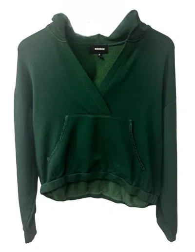 Monrow Hooded Sweatshirt In Evergreen In Green
