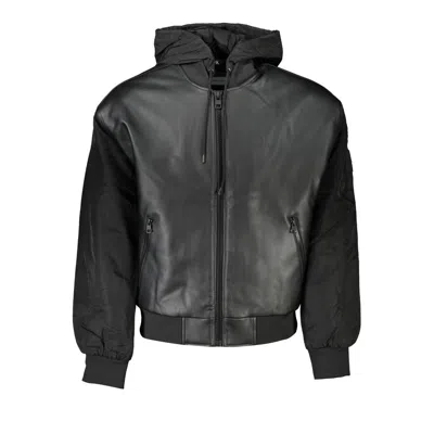 Calvin Klein Sleek Black Hooded Jacket With Contrasting Details