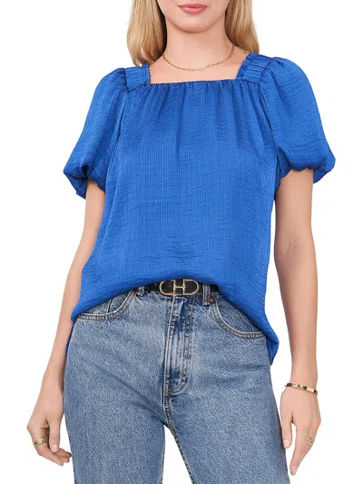 Vince Camuto Womens Shimmer Square Neck Blouse In Blue