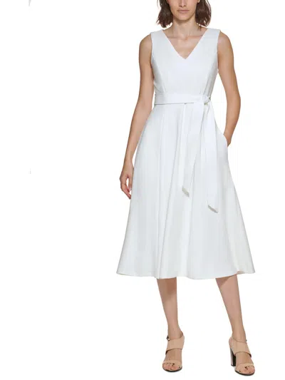 Calvin Klein Womens Office Career Fit & Flare Dress In White