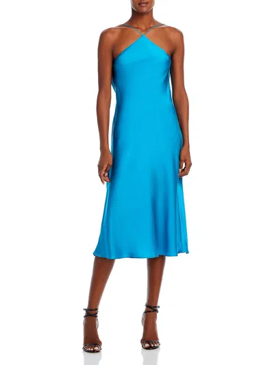 Amanda Uprichard Womens Halter Top 100% Silk Slip Dress In Multi