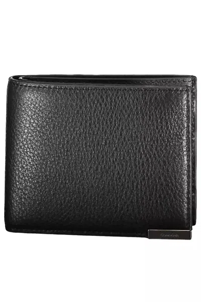 Calvin Klein Elegant Leather Bi-fold Wallet With Rfid Block In Black