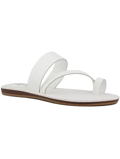Sugar Fathom Womens Strappy Casual Slide Sandals In White