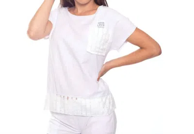 Amorosa Short Sleeve Lace Embellished T-shirt In White