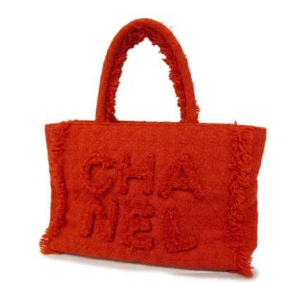 Pre-owned Chanel Shopping Tweed Tote Bag () In Red