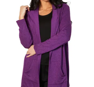 French Kyss Open Hoodie Duster In Violet In Purple