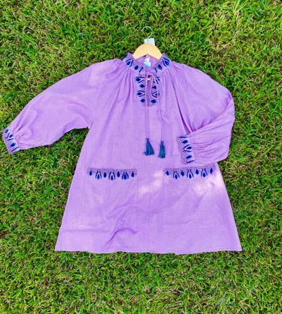 Wknd Wyfr Embroidered Oxford Dress In Lavender In Purple