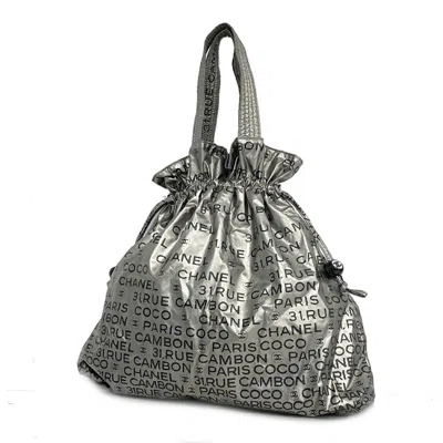 Pre-owned Chanel 31 Synthetic Tote Bag () In Silver