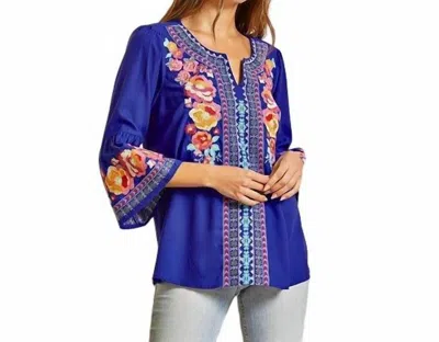 Savanna Jane Embroidered Top With Bell Sleeves In  In Purple