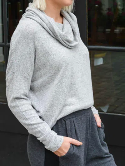 Z Supply Melysa Marled Cowl Neck Top In Heather Grey