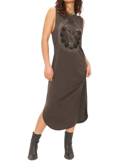 Project Social T Western Phases Tank Dress In Charcoal In Black