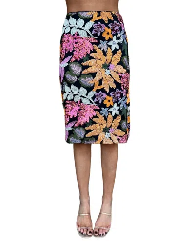 Fate Sequin Embellished Midi Skirt In Multicolor Floral
