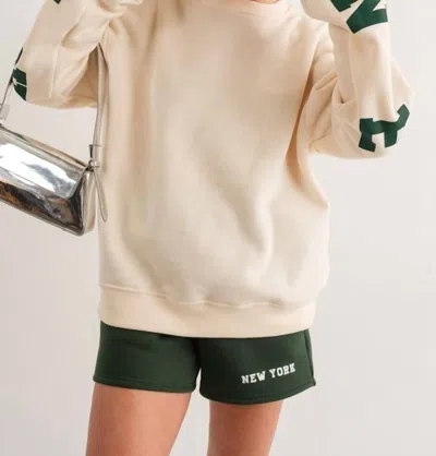 Pretty Garbage The New York Oversize Sweatshirt In Cream In Beige