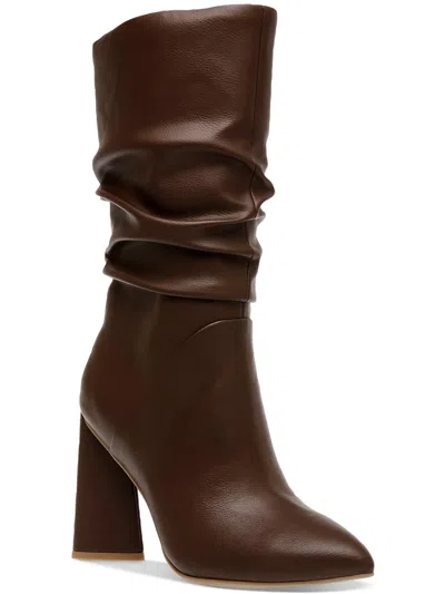 Dolce Vita Womens Leather High Heel Mid-calf Boots In Brown