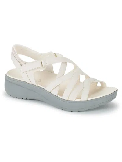 Baretraps Taci Womens Faux Leather Warm Strappy Sandals In White