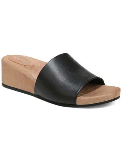 Giani Bernini Giuliaa Womens Faux Leather Slip On Slide Sandals In Black