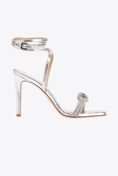 Pinko Anabia 105mm Leather Sandals In Argento