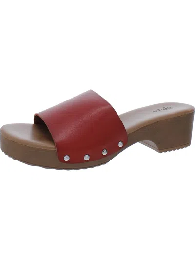 Style & Co Deviee Womens Faux Leather Slip On Slide Sandals In Red