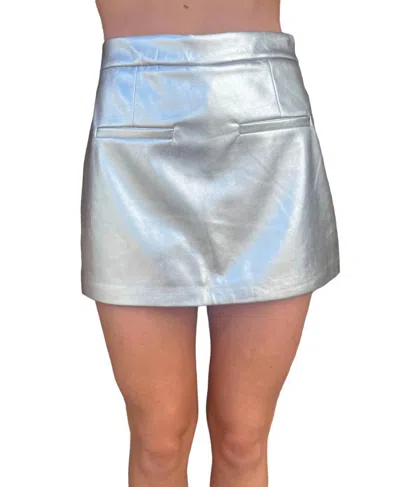 English Factory Faux Leather Skort In Silver
