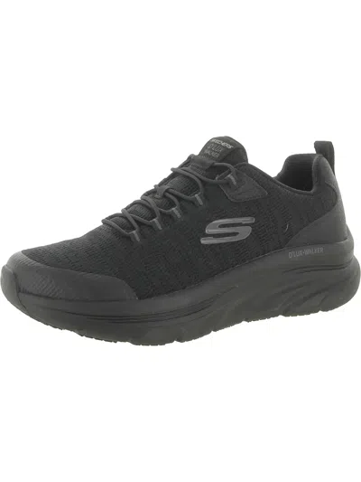 Skechers D'lux Walker Mens Fitness Sneakers Walking Shoes In Black
