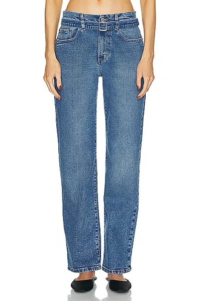 Proenza Schouler Ellsworth Boyfriend Belted Jeans In Mediuim Blue