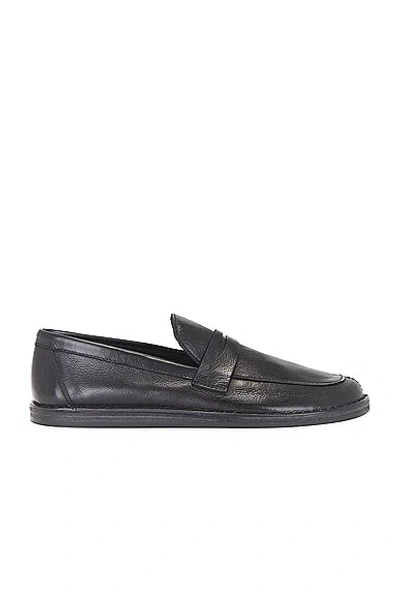 The Row Cary Leather Loafers In Black