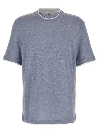 Brunello Cucinelli Double Hem T-shirt In Blue