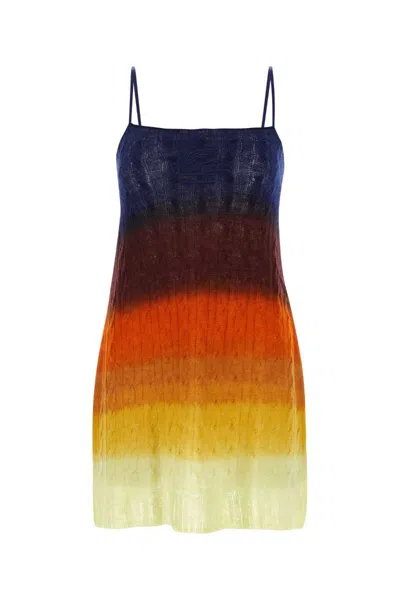 Etro Multicolor Wool Knit Mini Dress In Multicolour