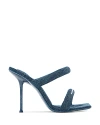 Alexander Wang Blue Julie 105mm Denim Tubular Heeled Sandals In Deep Blue