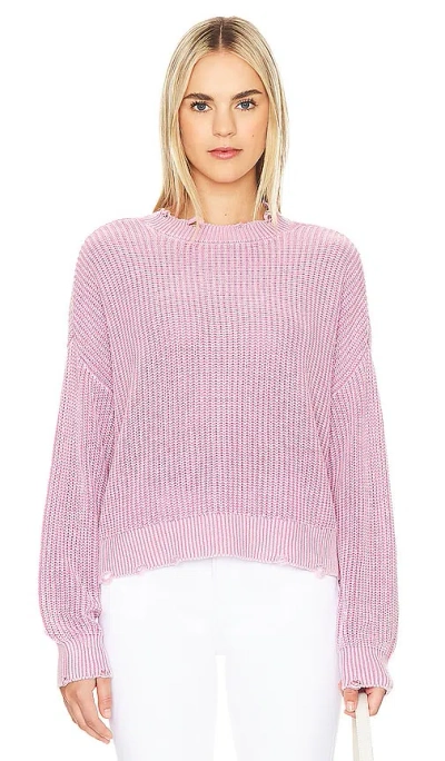 Pistola Eva Shaker Stitch Cotton Crewneck In Sandwashed Pink