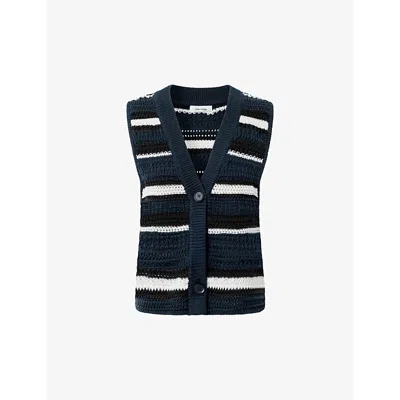 Nue Notes Womens Midnight Stripe Rodney Stripe Crochet-knit Waistcoat