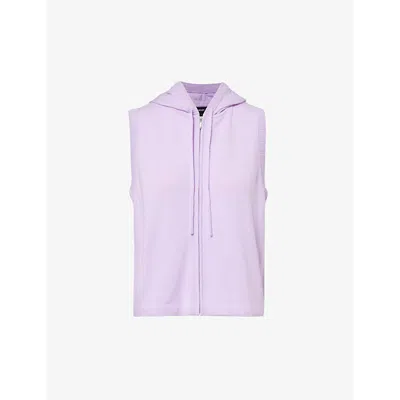 Me And Em Womens Lilac Sleeveless Zip-through Cashmere-knit Hoody