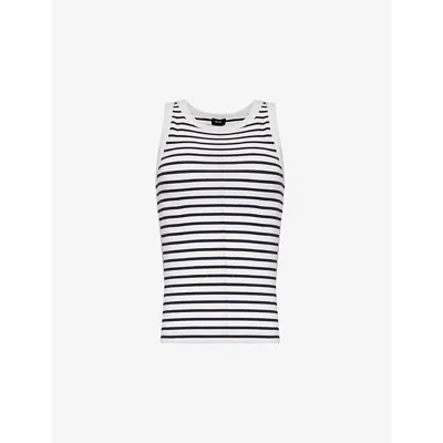 Me And Em Stripe-pattern Stretch-cotton Top In Navy/soft White