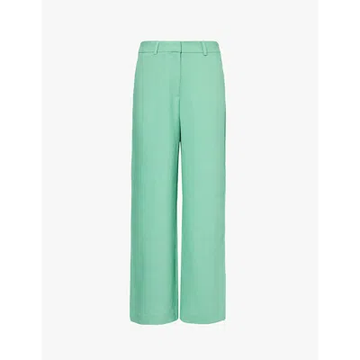 Aspiga Womens Green Straight-leg Mid-rise Linen-blend Trousers