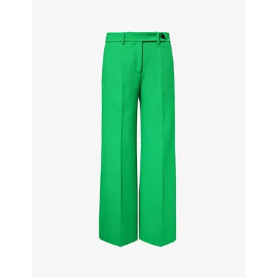 Me And Em Womens Spring Green Pressed-seam Wide-leg High-rise Stretch-woven Trousers