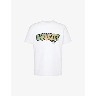 Carhartt Wip Mens White Drip Graphic-print Organic-cotton Jersey T-shirt