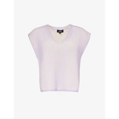 Me And Em V-neck Ribbed-knit Cotton Vest In Dusted Lilac/dusty C
